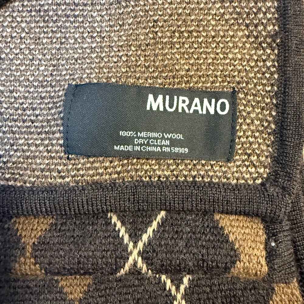 Murano 100% Merino Wool Scarf Argyle Diamond Rectangle Winter Brown 76.5" - Picture 6 of 6